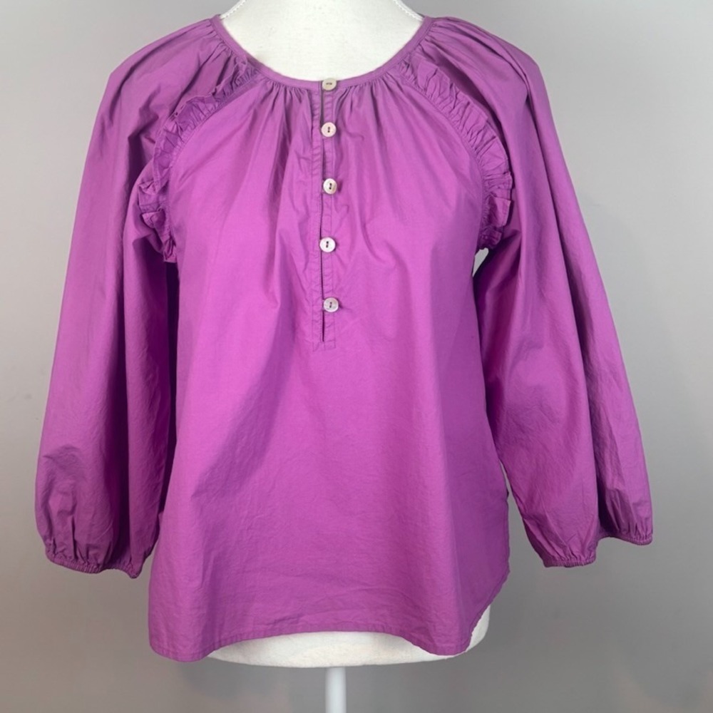 Cleobella Jess Blouse Pink Ruffle Puff Sleeve Womens Small Coquette‎ Flirty